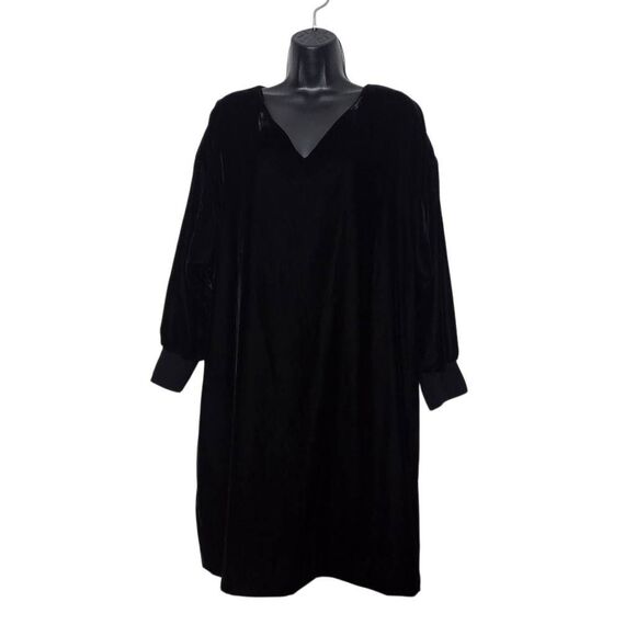 Lauren Ralph Lauren Dress Size 8 Black Dolman Sleeve Velvet - Picture 1 of 8